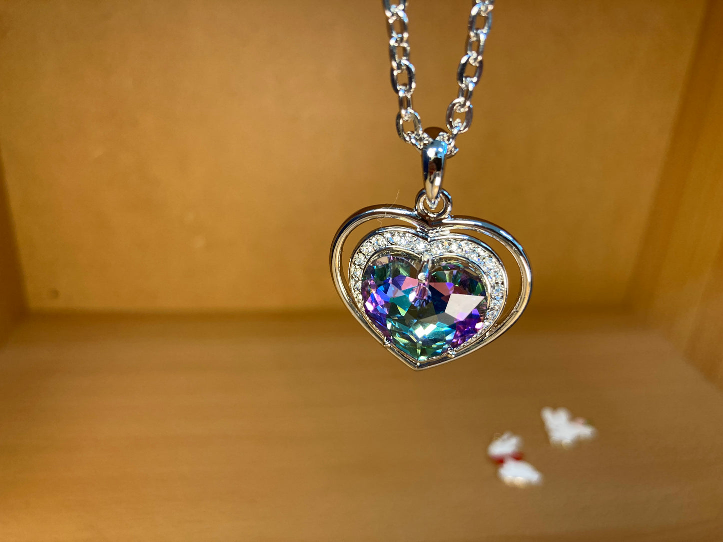 Aurora Crystal Heart Pendant Necklace