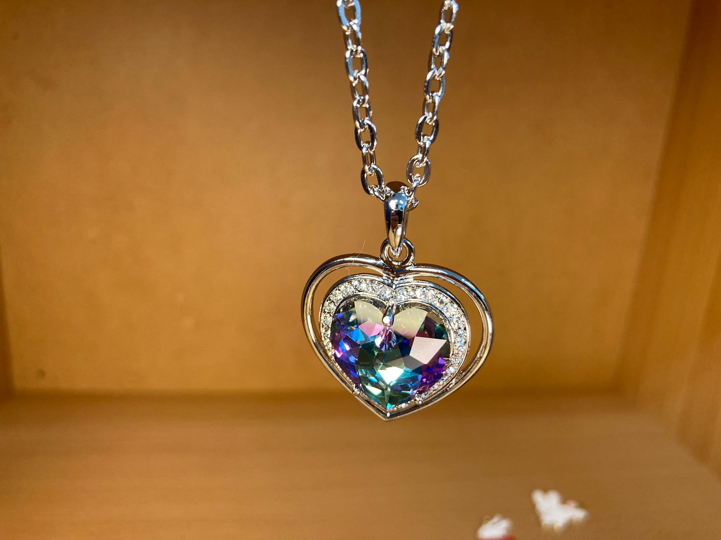Aurora Crystal Heart Pendant Necklace