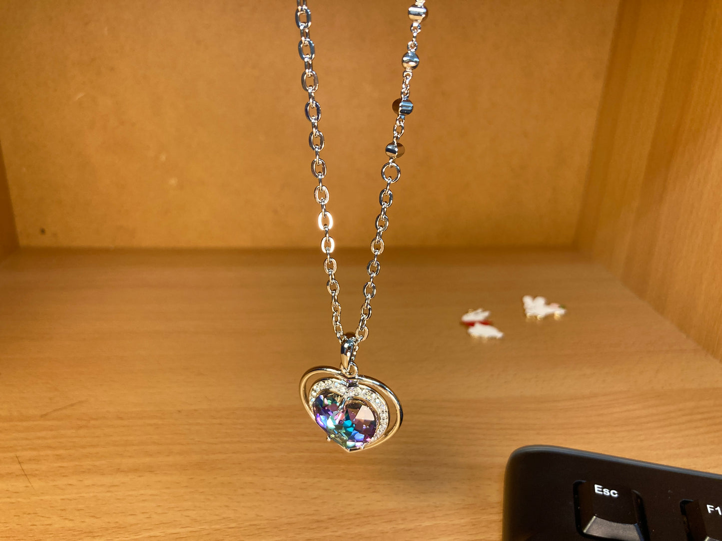 Aurora Crystal Heart Pendant Necklace