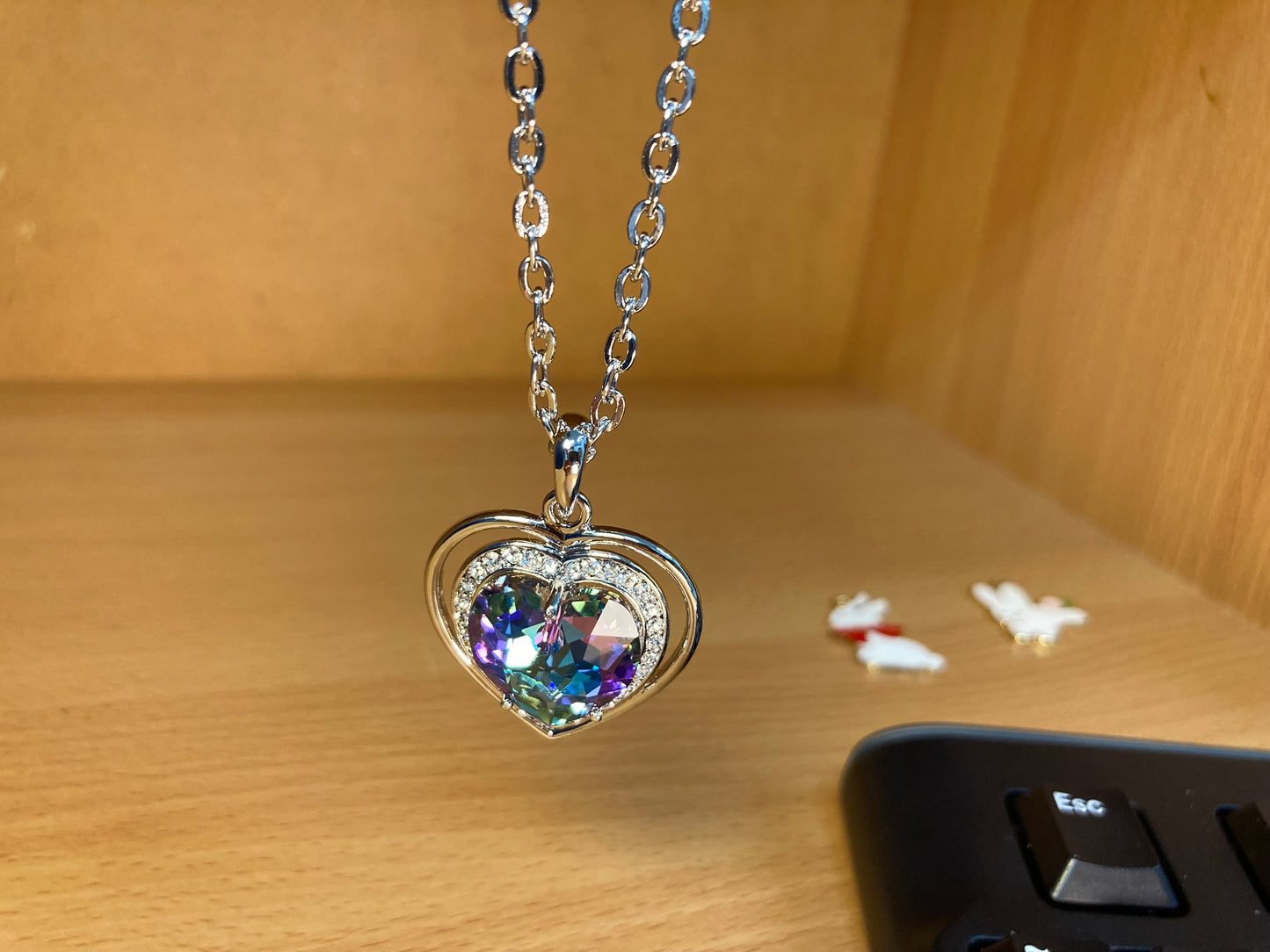 Aurora Crystal Heart Pendant Necklace