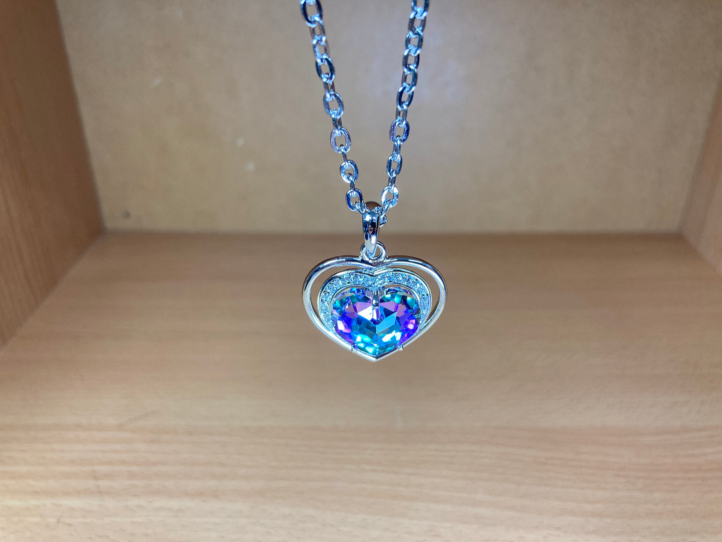 Tiny Treasures Seoul - Aurora Crystal Heart Pendant Necklace Front View