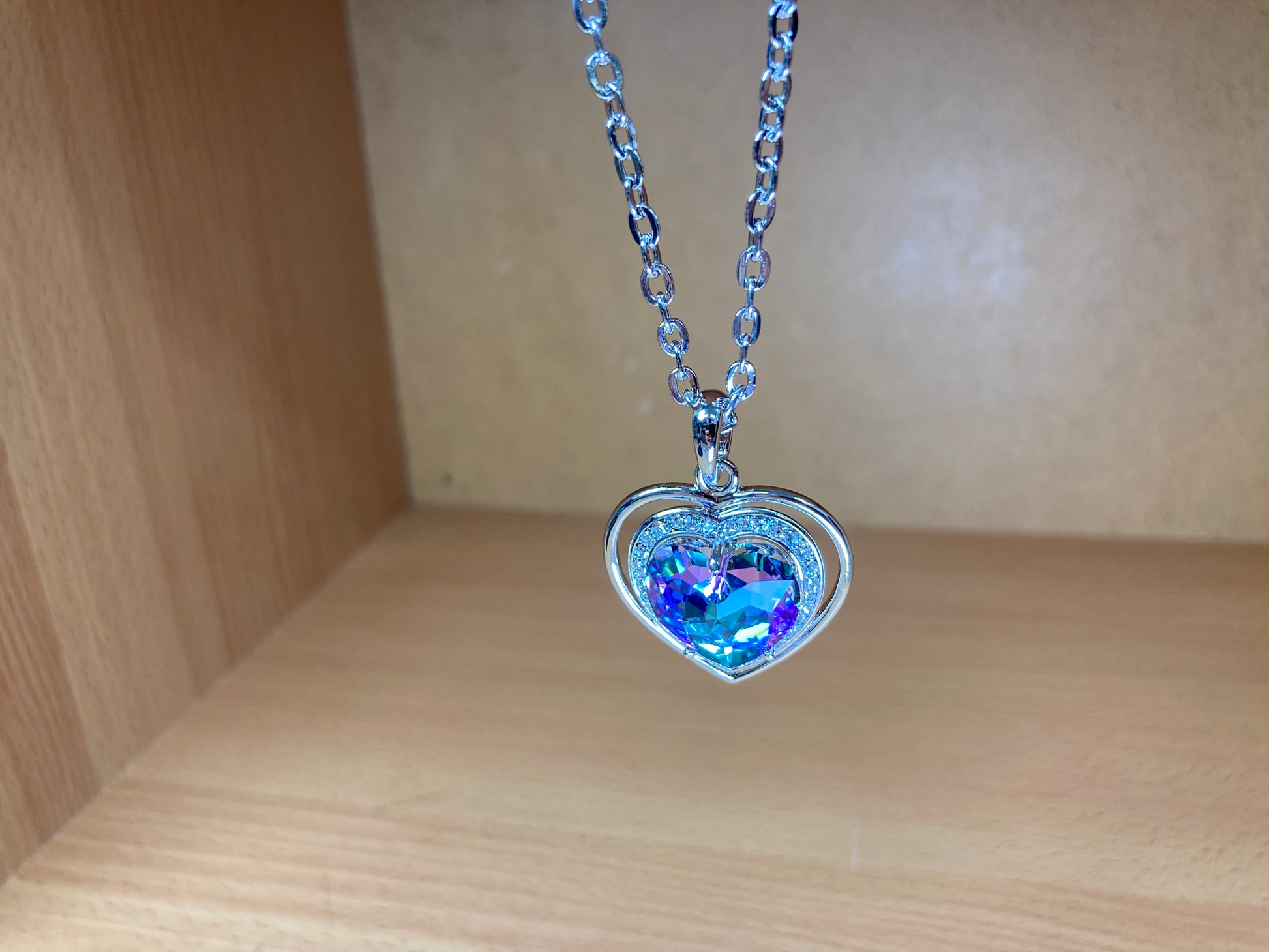 Tiny Treasures Seoul - Aurora Crystal Heart Pendant Necklace Front View 2