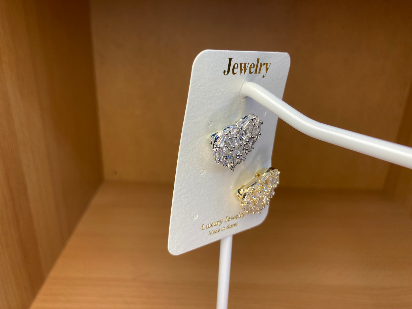 Baguette Crystal Heart Brooch Set in Silver & Gold (2 Pieces)