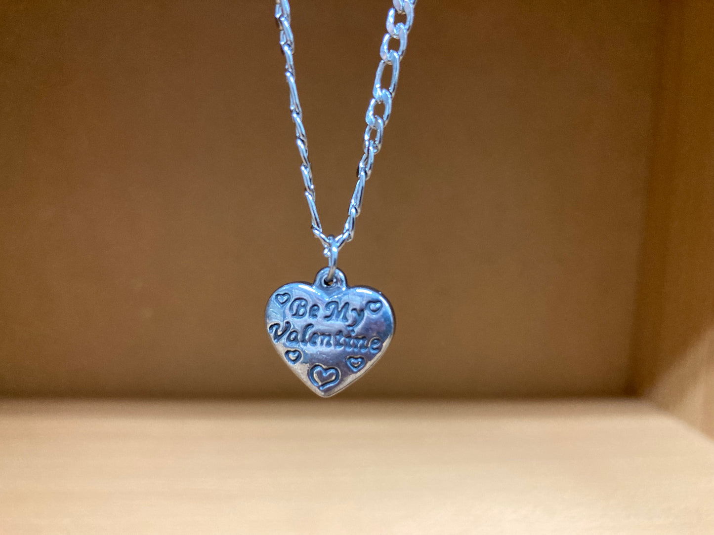 Tiny Treasures Seoul - Be My Valentine Heart Pendant Figaro Chain Necklace (Surgical Steel)