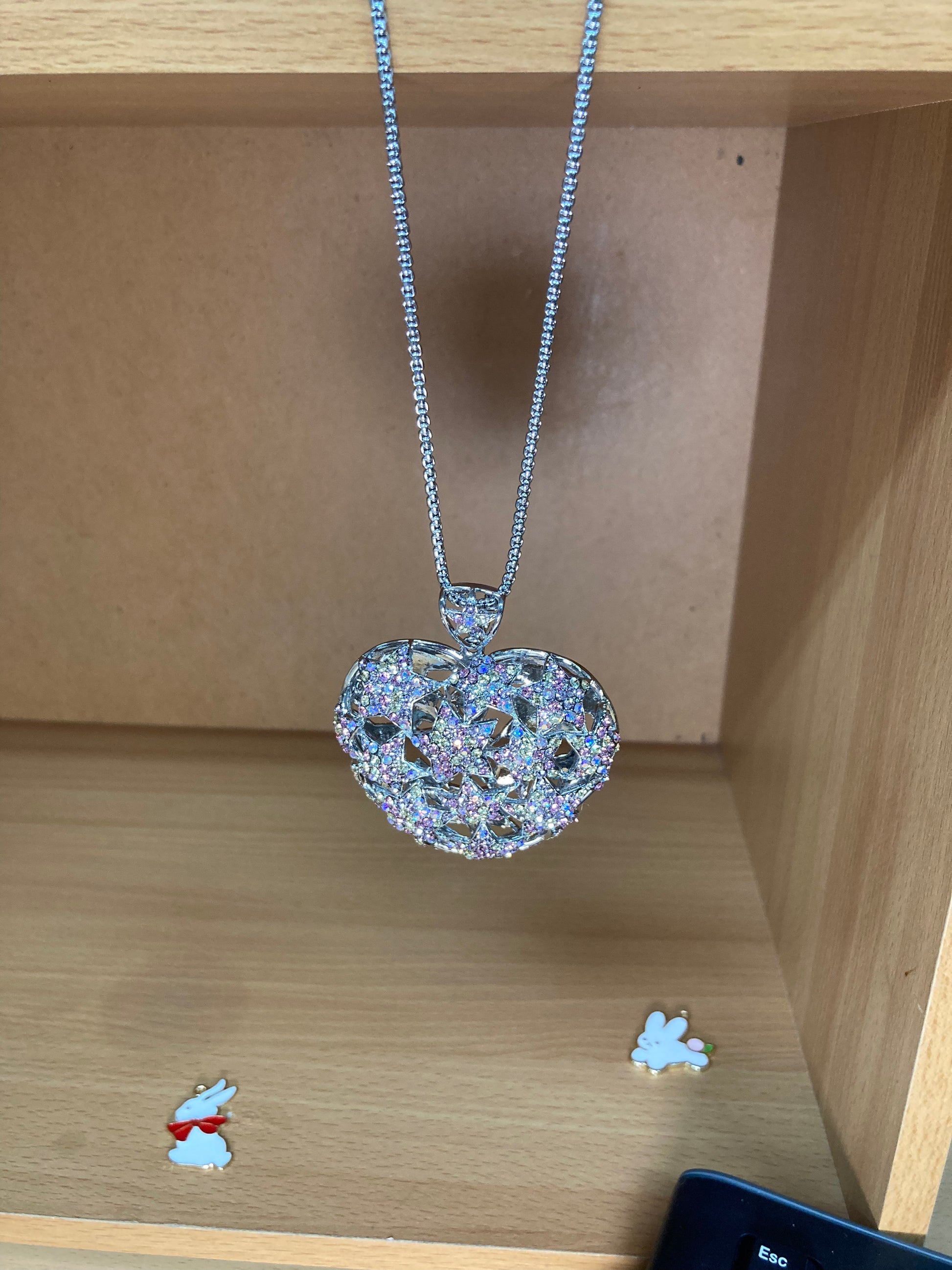 Tiny Treasures Seoul - Big Star Heart Necklace (Silver) Front View