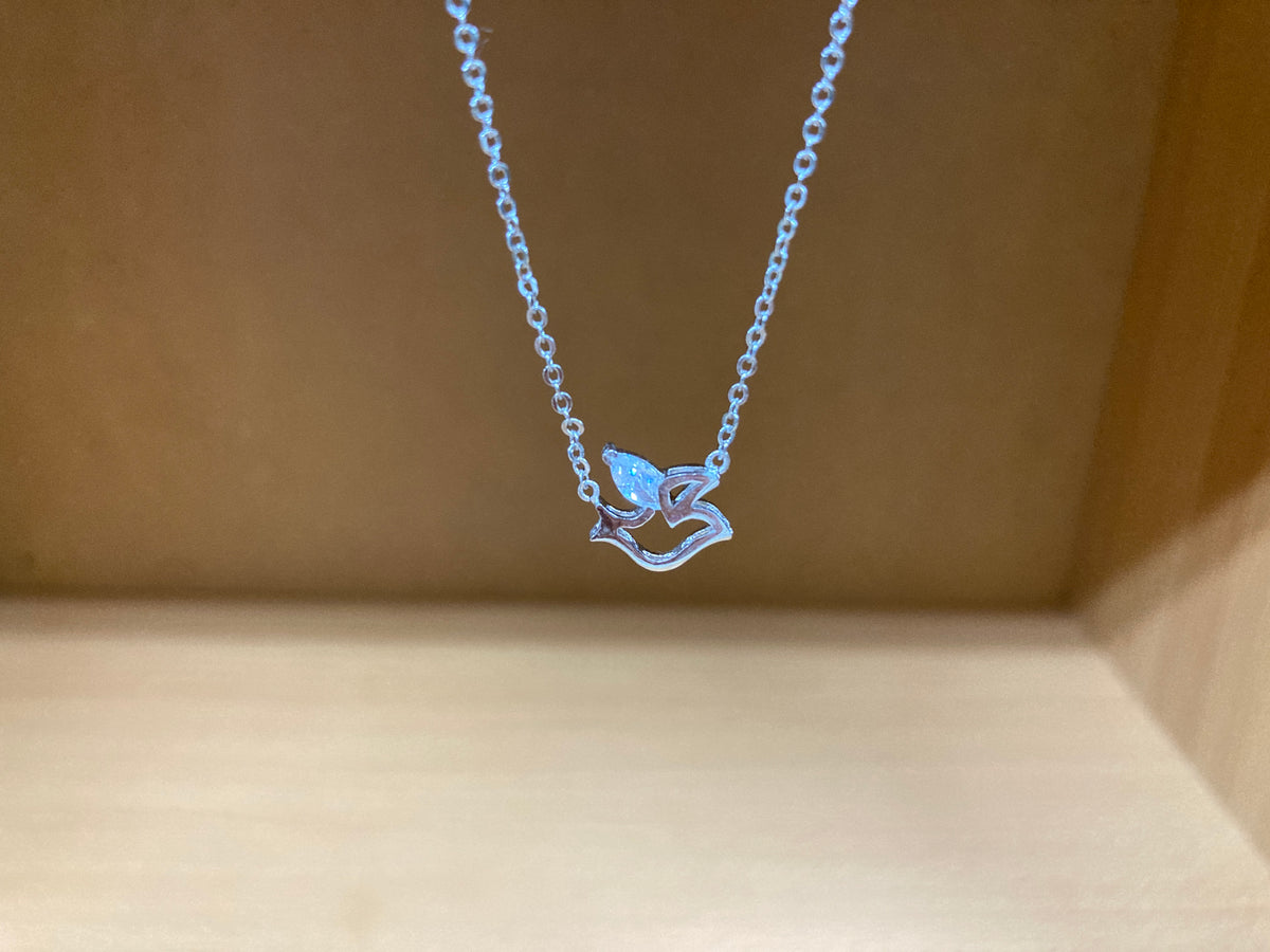Tiny Treasures Seoul Bird Zirconia Wing Necklace (Silver) 