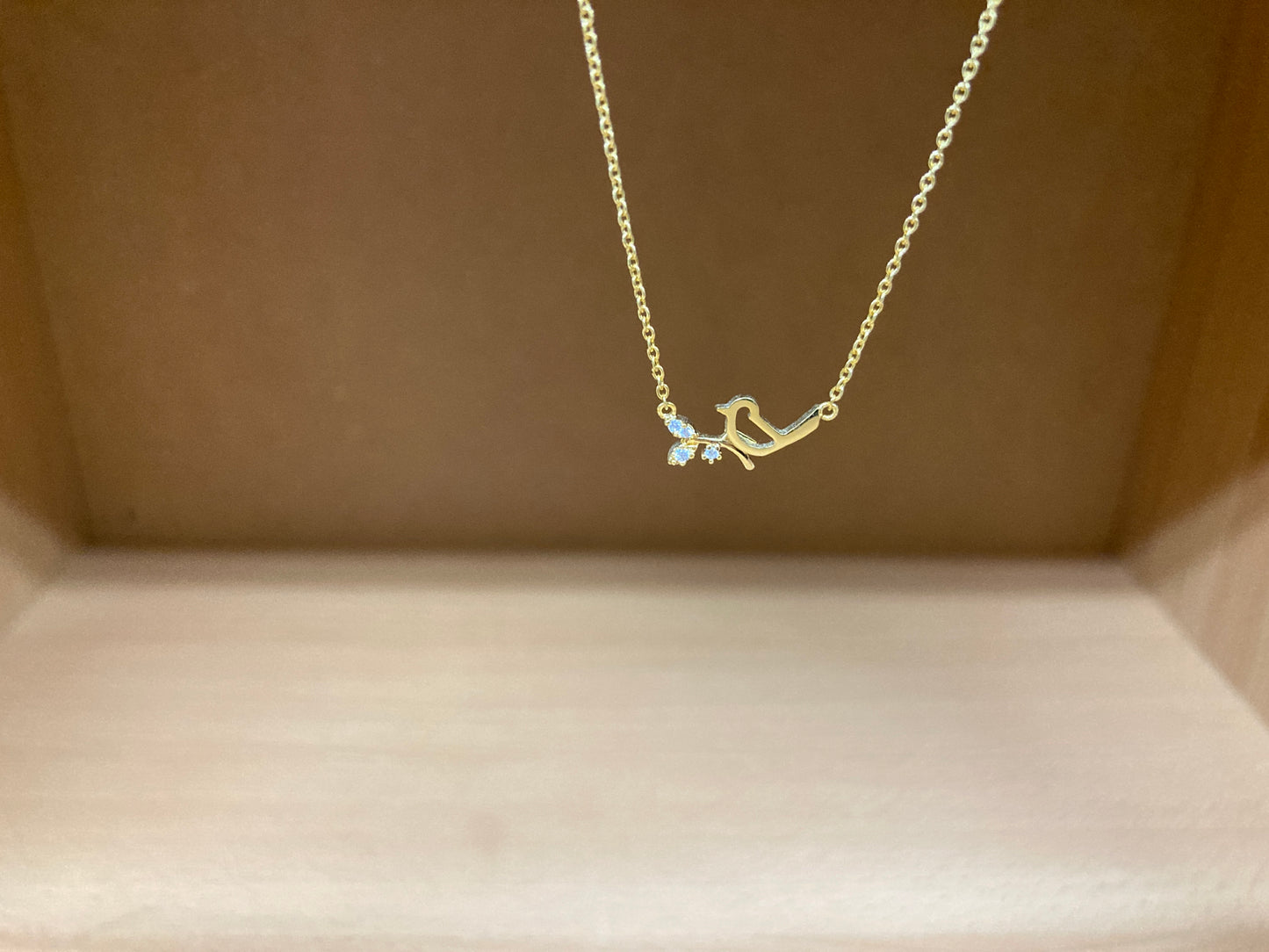 Tiny Treasures Seoul - Bird on Branch Necklace (Gold) 2