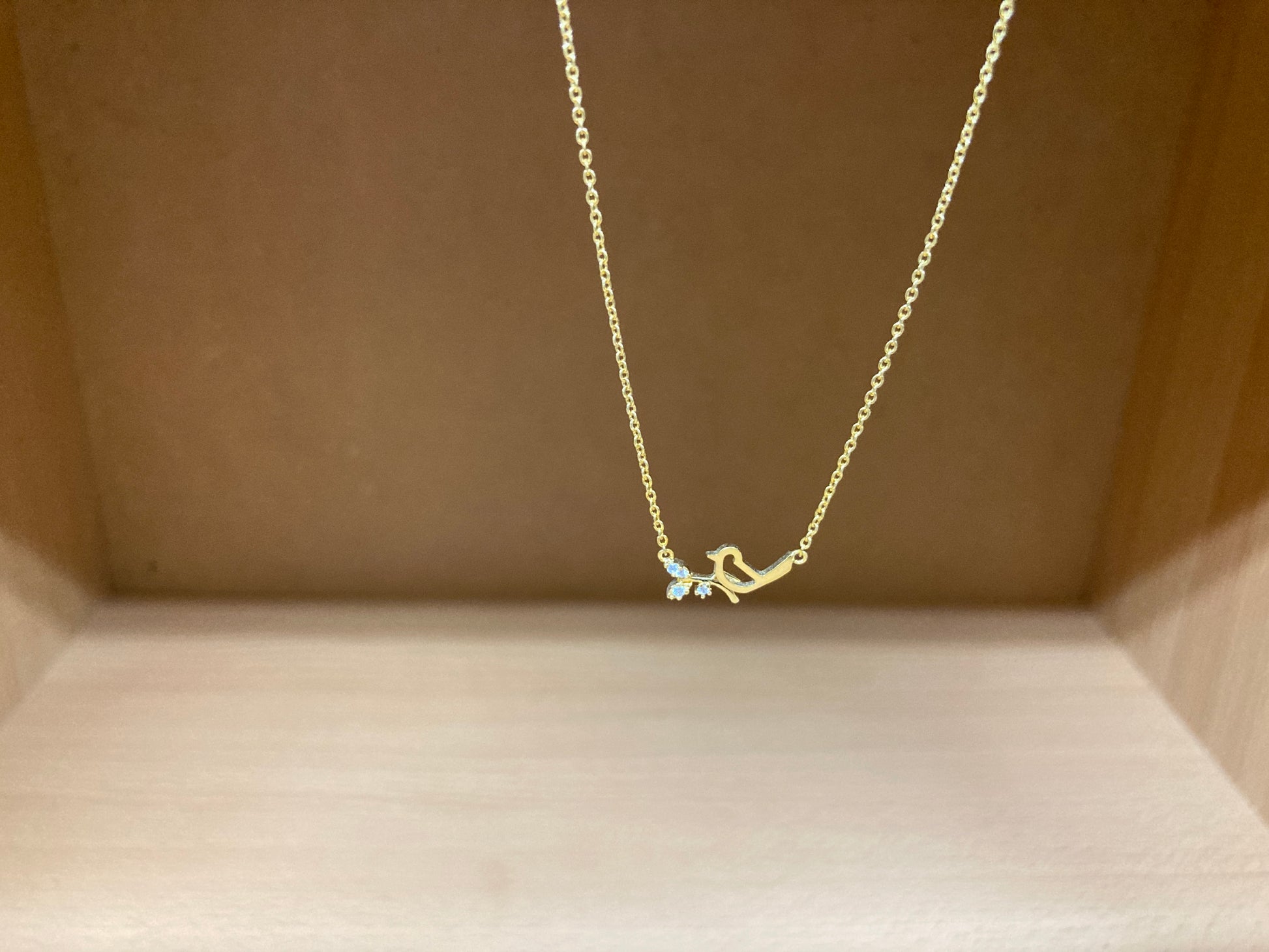 Tiny Treasures Seoul - Bird on Branch Necklace (Gold) 6