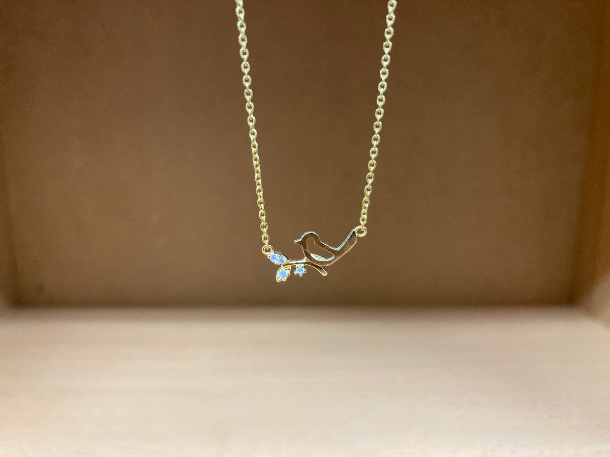 Tiny Treasures Seoul - Bird on Branch Necklace (Gold) 7