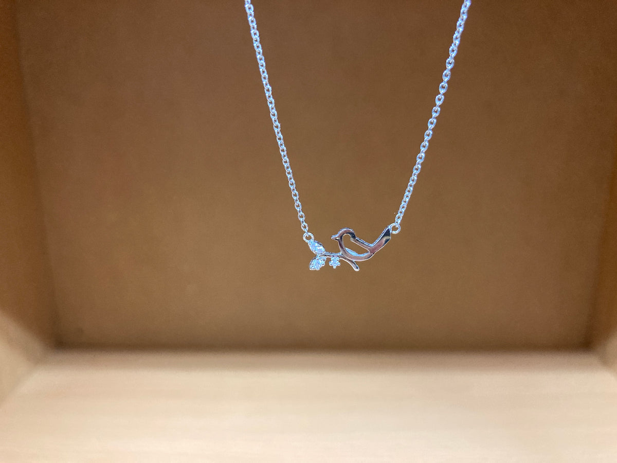 Tiny Treassures Seoul - Bird on Branch Necklace (Silver) 2