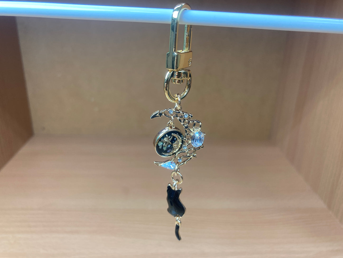 Black Cat Moon Bag Charm
