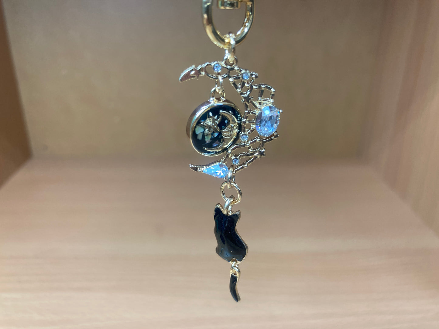 Black Cat Moon Bag Charm