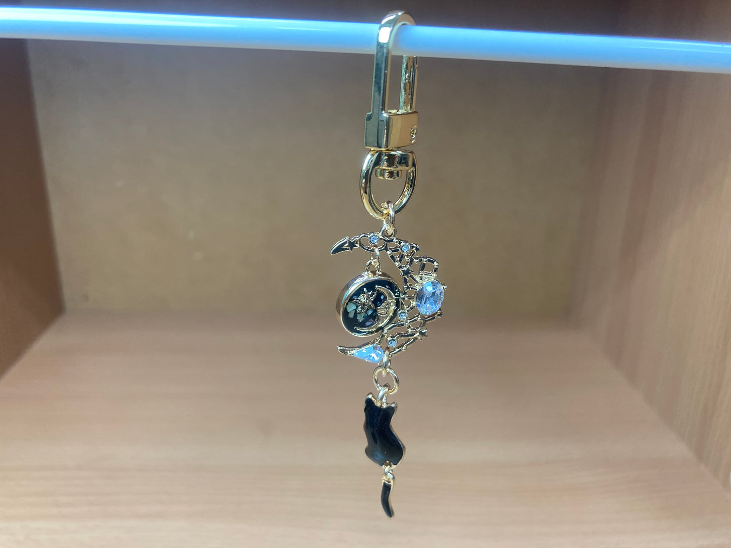 Black Cat Moon Bag Charm