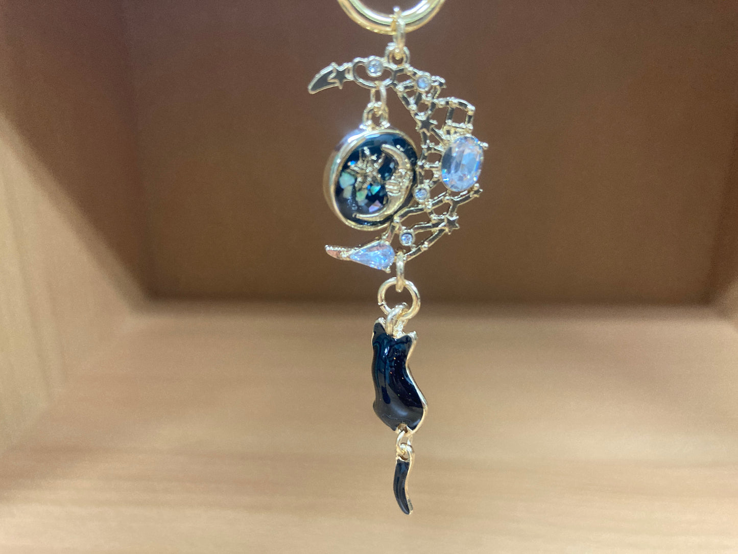 Black Cat Moon Bag Charm