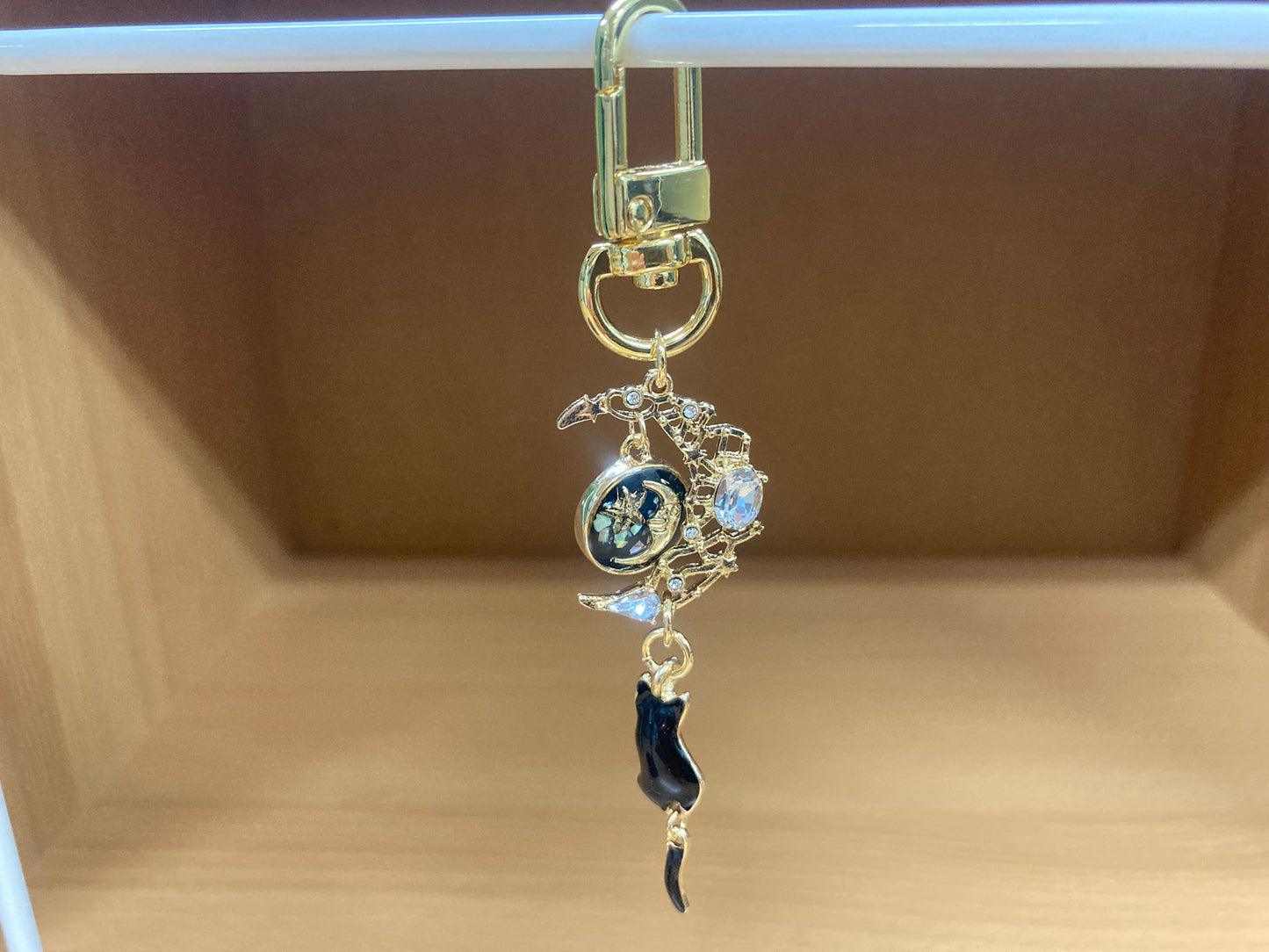 Black Cat Moon Bag Charm