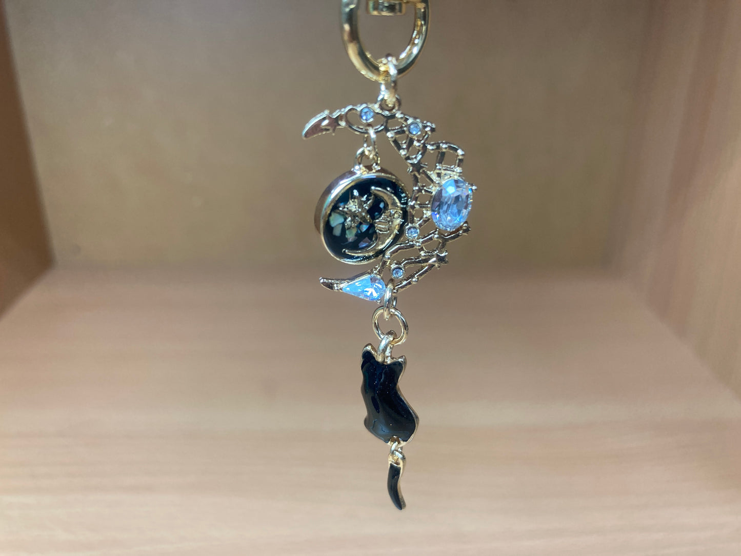 Black Cat Moon Bag Charm