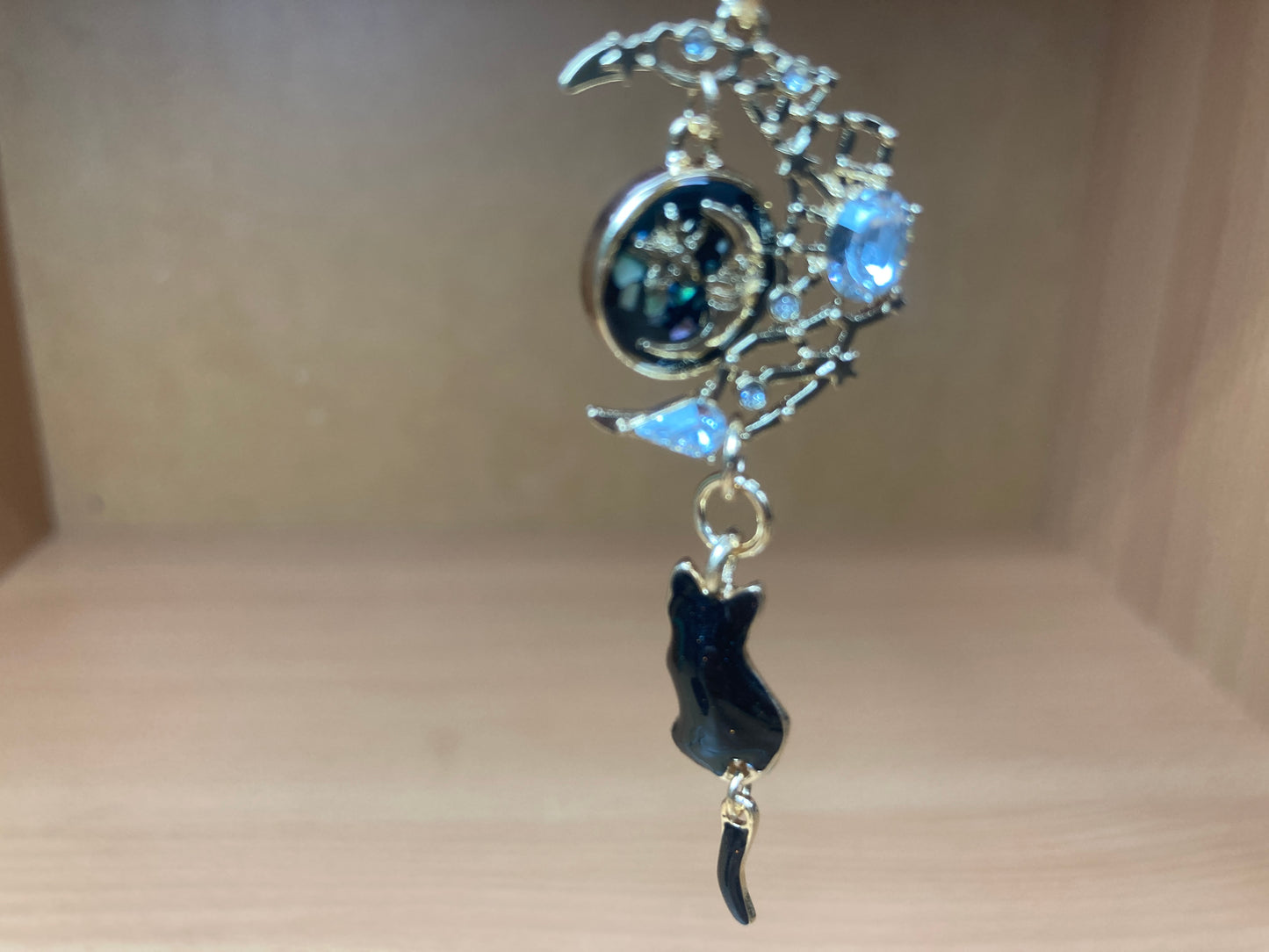 Black Cat Moon Bag Charm