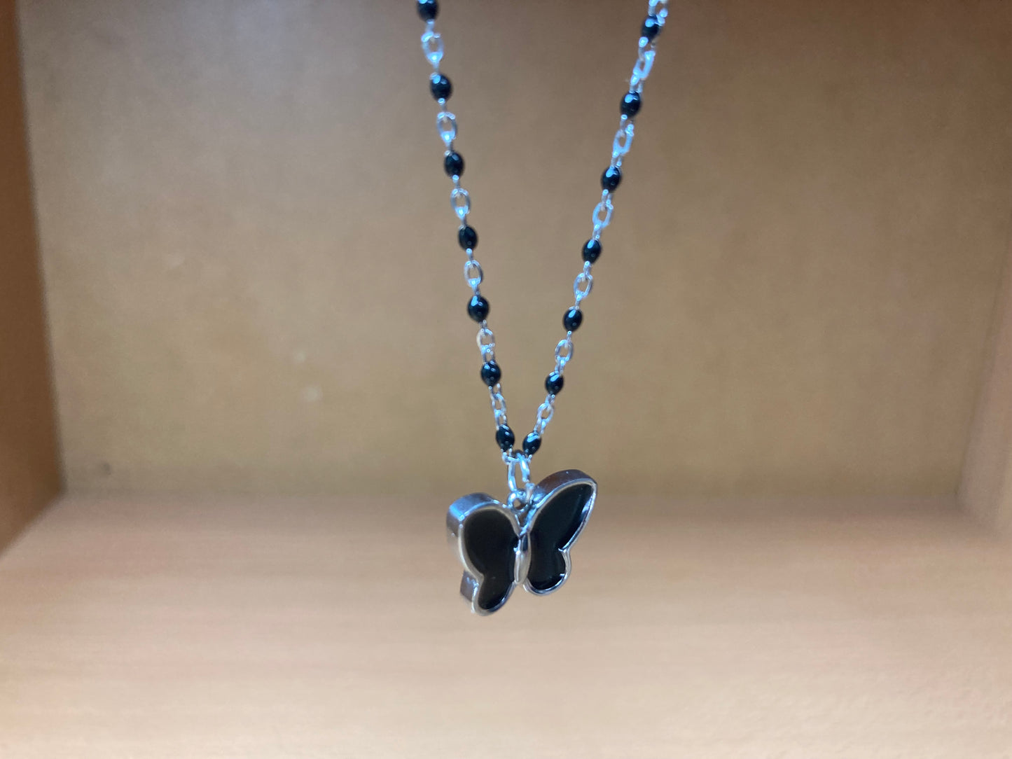 Black Wing Butterfly Necklace
