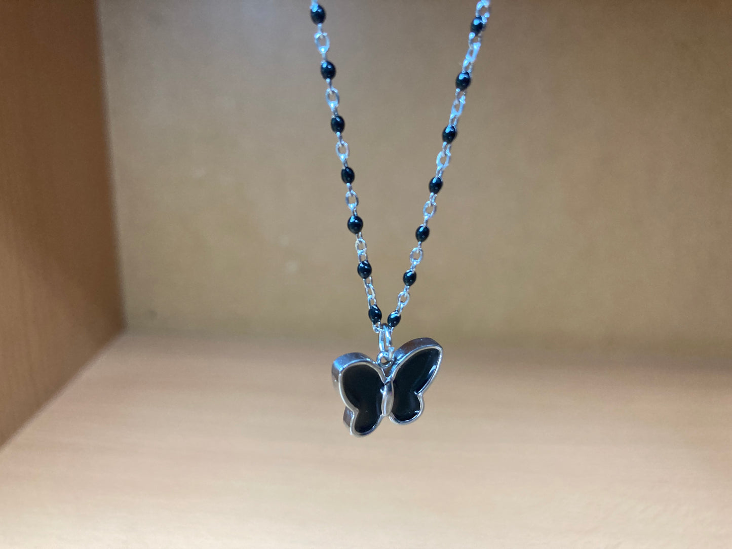 Black Wing Butterfly Necklace