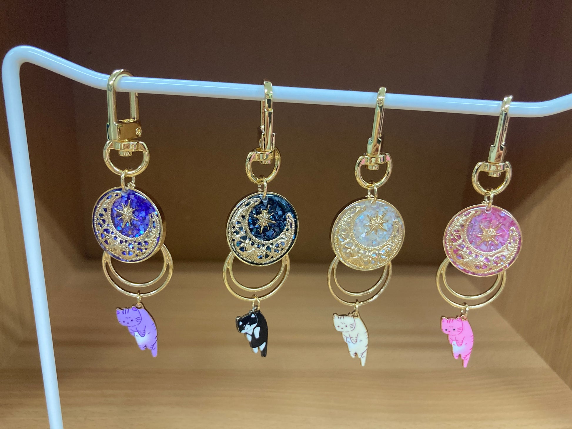 Tiny Treasures Seoul - Blue Cat Glitter Moon Bag Charm 10
