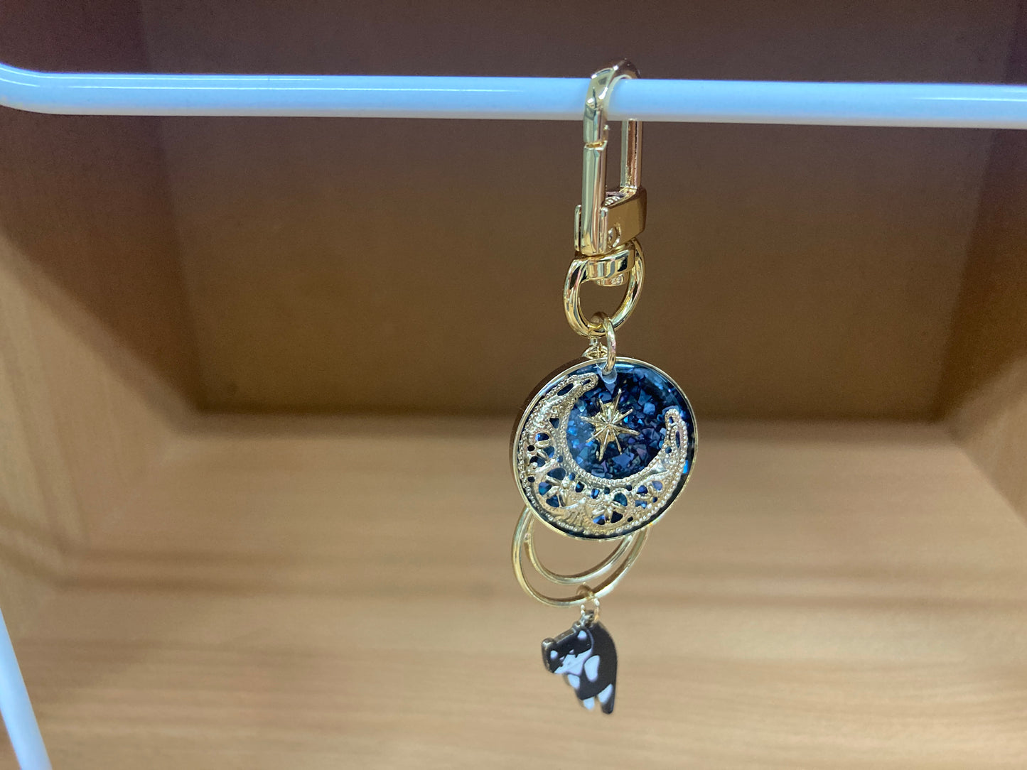 Tiny Treasures Seoul - Blue Cat Glitter Moon Bag Charm 2