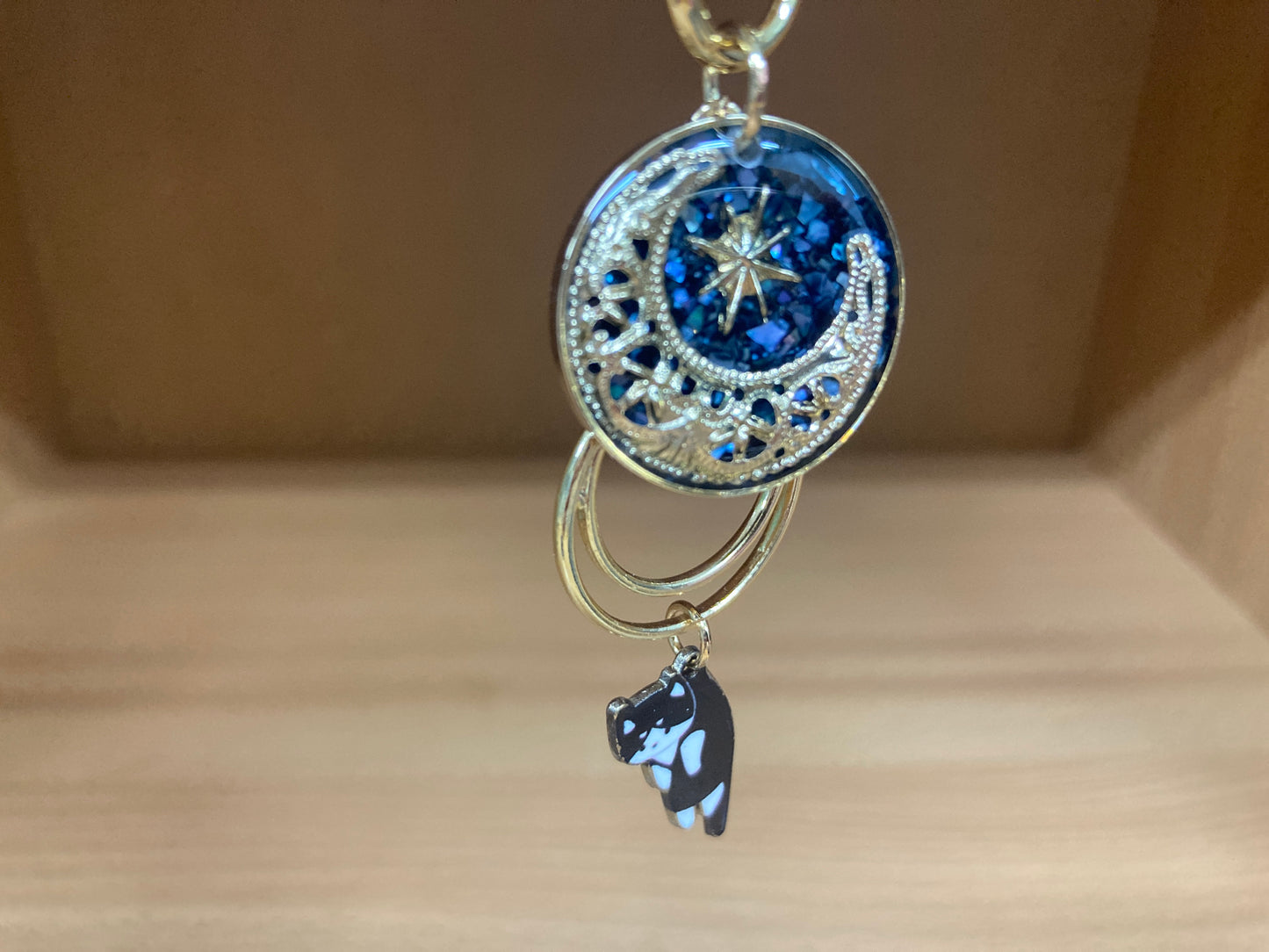 Tiny Treasures Seoul - Blue Cat Glitter Moon Bag Charm 3