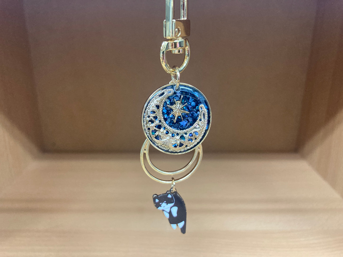 Tiny Treasures Seoul - Blue Cat Glitter Moon Bag Charm 4