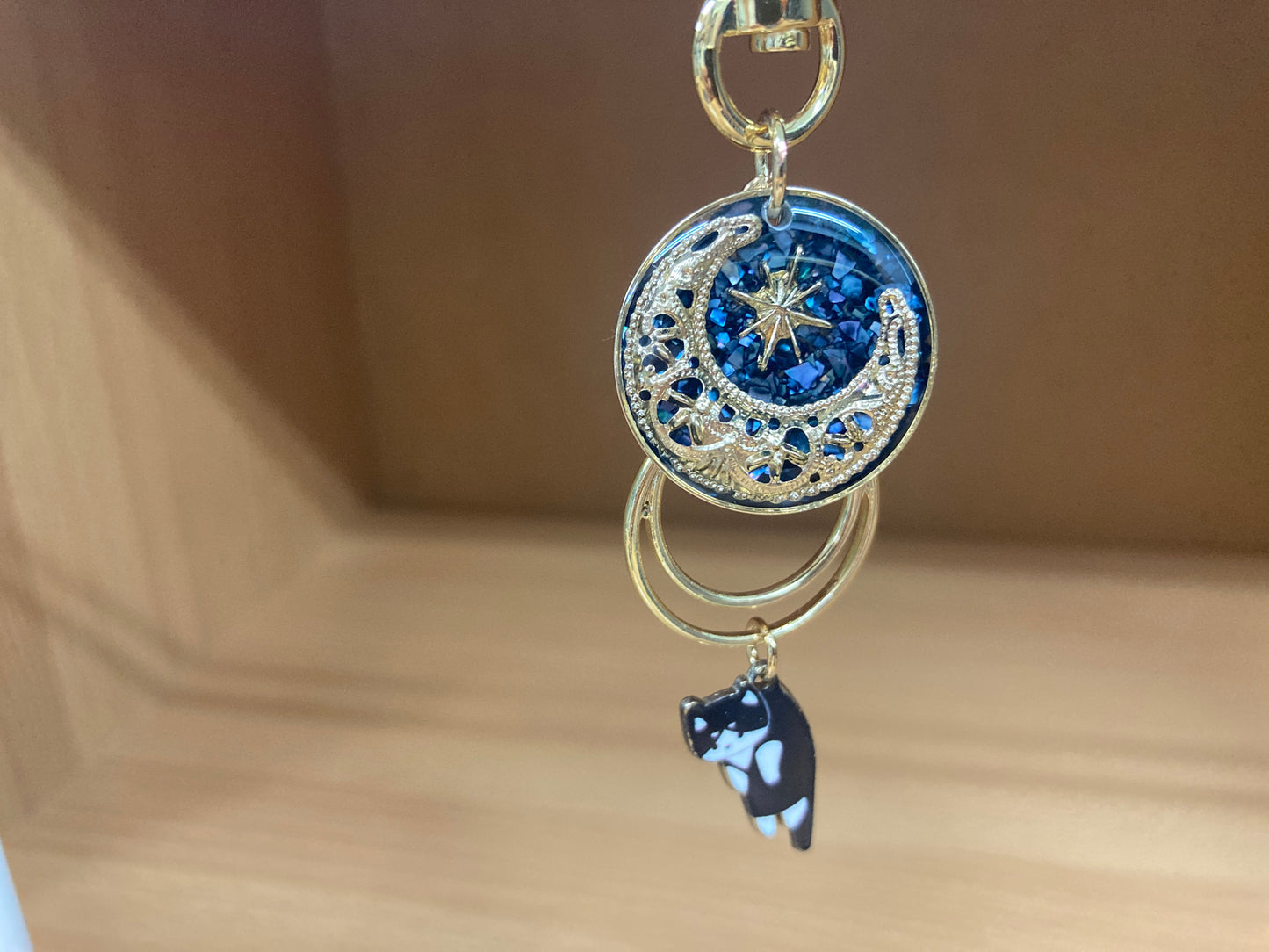Tiny Treasures Seoul - Blue Cat Glitter Moon Bag Charm 5