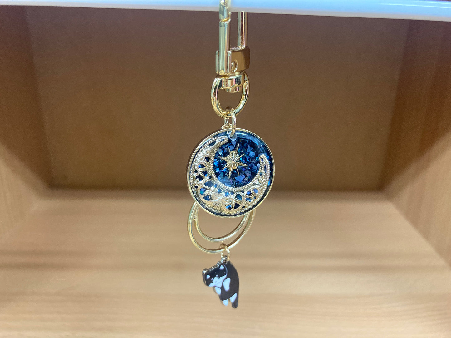 Tiny Treasures Seoul - Blue Cat Glitter Moon Bag Charm 7