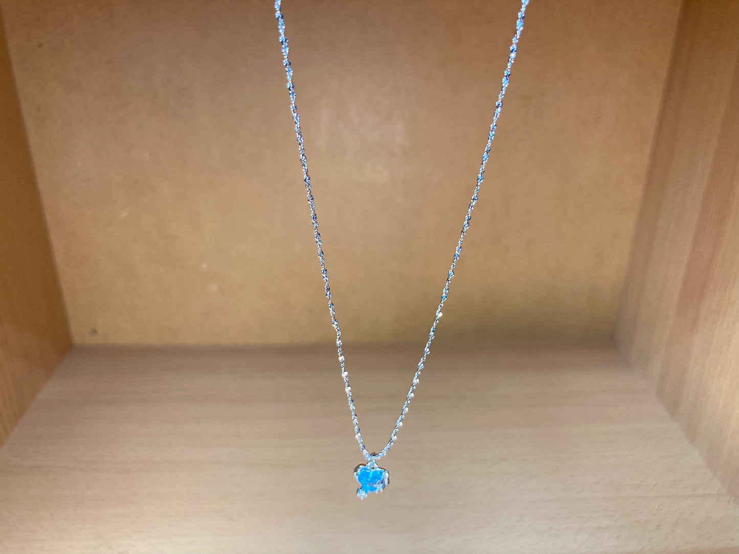 Tiny Treasures Seoul - Blue Cubic Zirconia Heart Necklace (Silver)