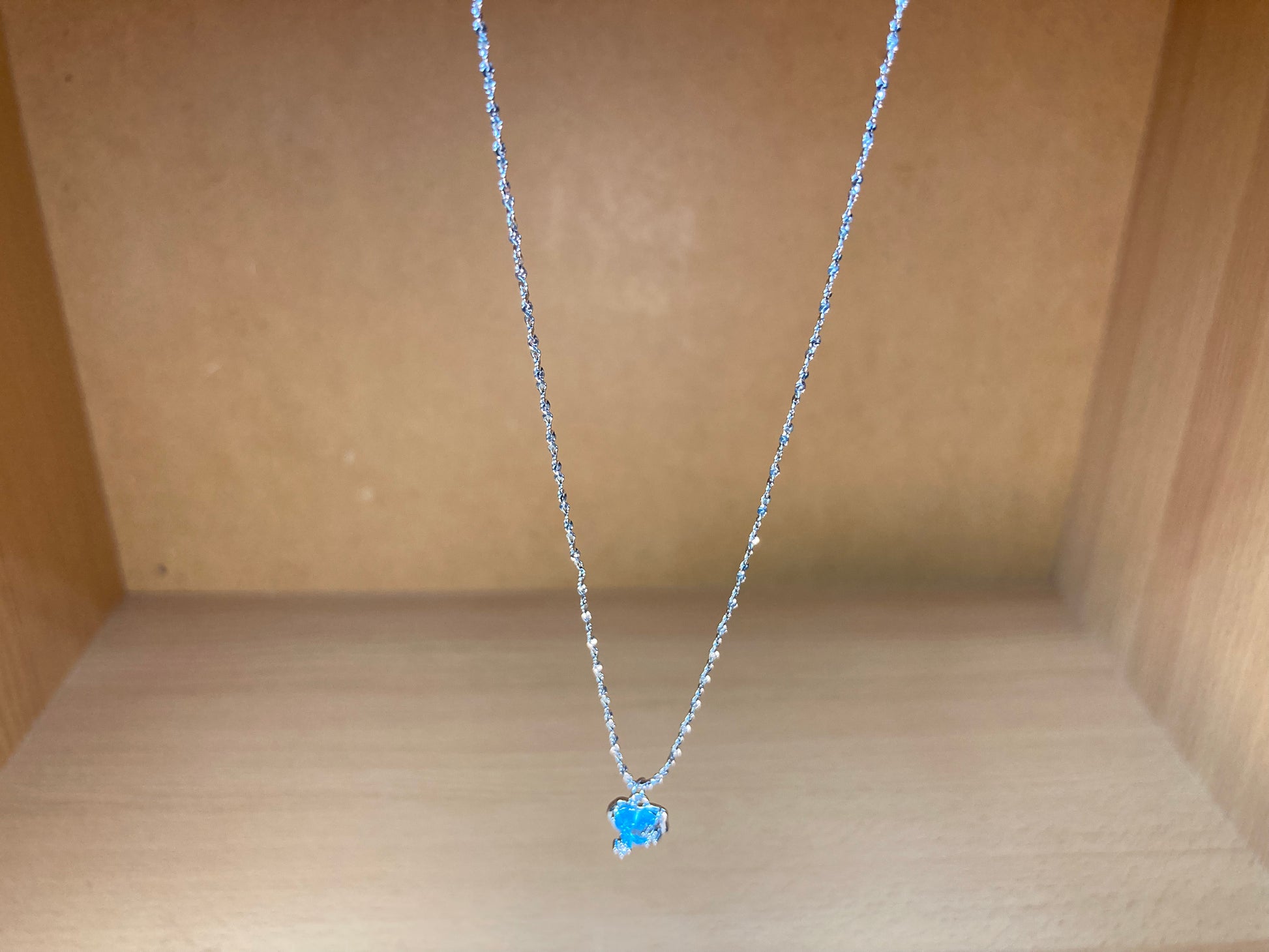 Tiny Treasures Seoul - Blue Cubic Zirconia Heart Necklace (Silver)