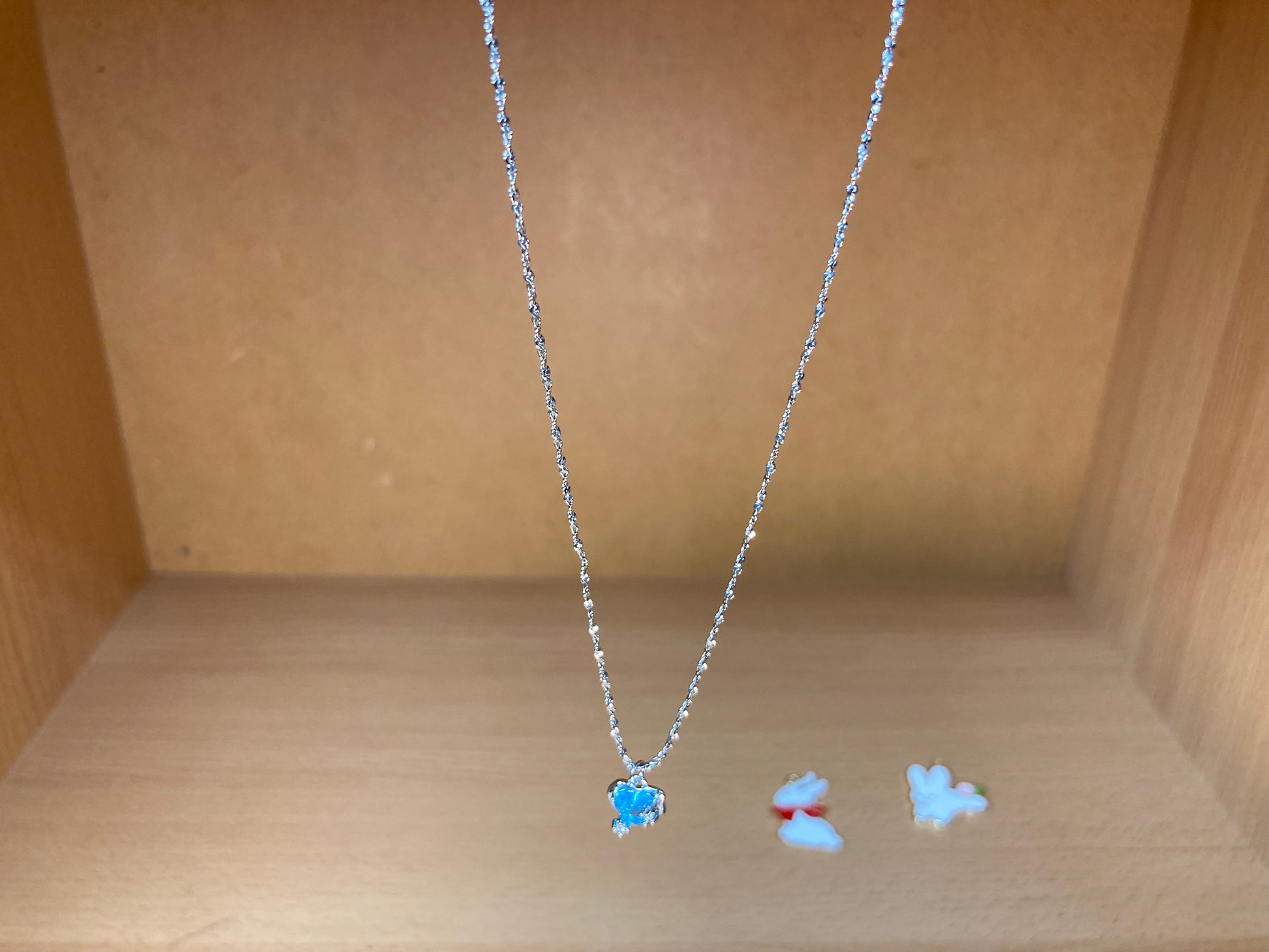 Tiny Treasures Seoul - Blue Cubic Zirconia Heart Necklace (Silver) Front View