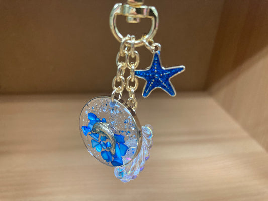 Tiny Treasures Seoul - Blue Starfish, Shell & Dolphin Glitter Bag Charm 