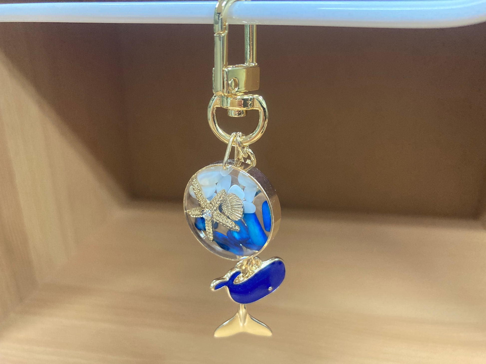 Tiny Treasures Seoul - Blue Whale Ocean Bag Charm Front View
