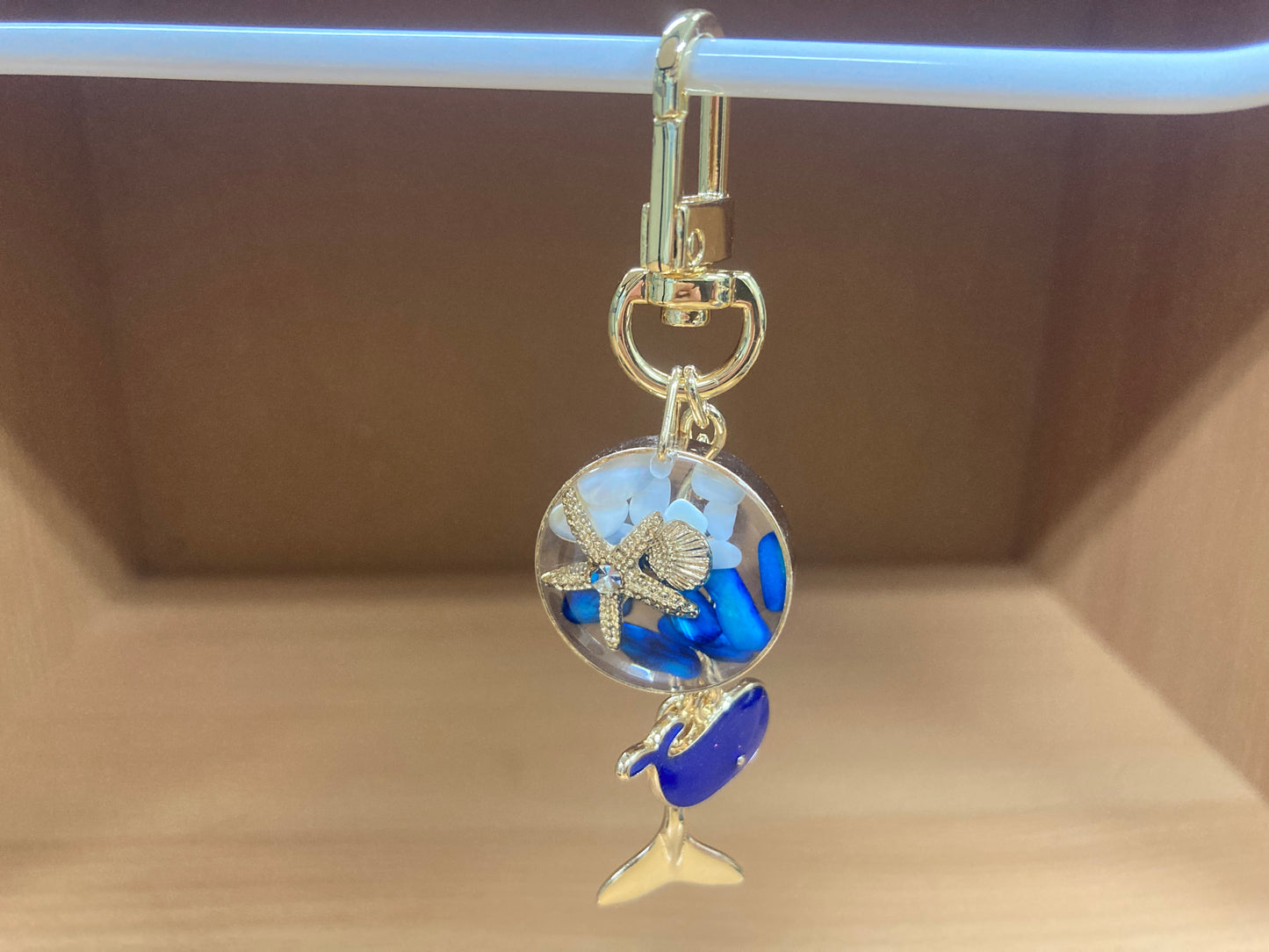 Tiny Treasures Seoul - Blue Whale Ocean Bag Charm Front View 2
