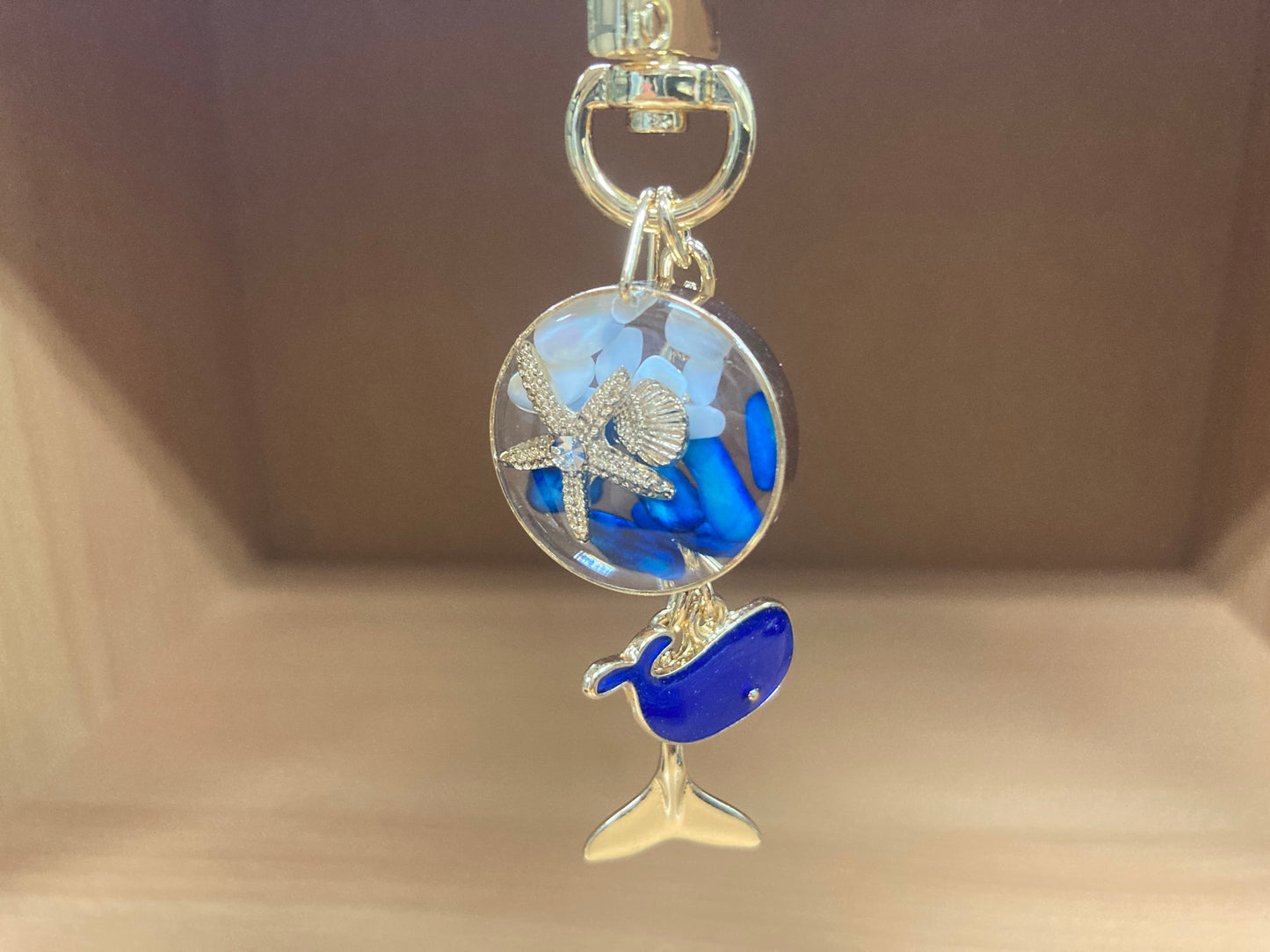 Tiny Treasures Seoul - Blue Whale Ocean Bag Charm Front View 3