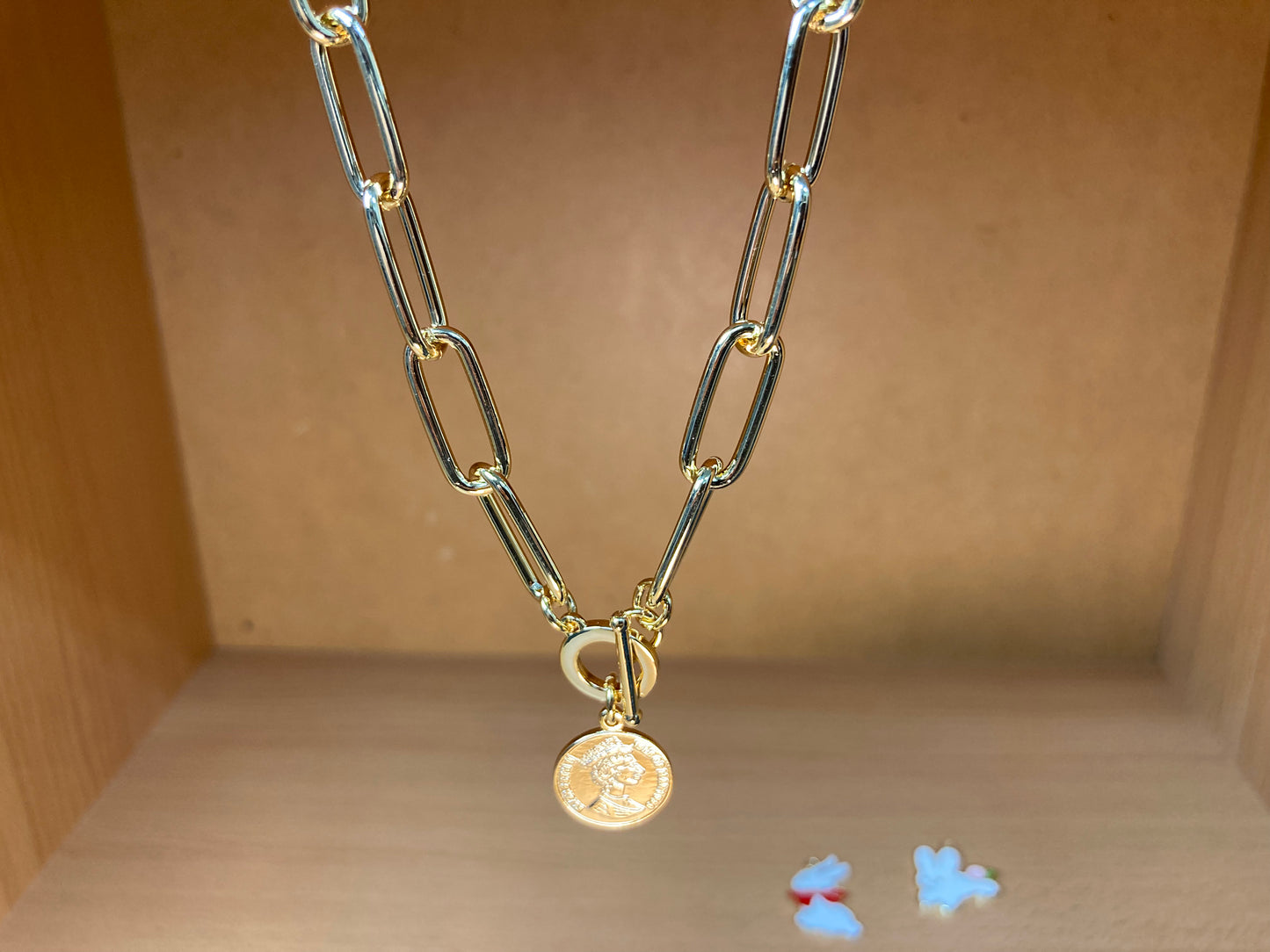 Bold Paperclip Toggle Coin Necklace