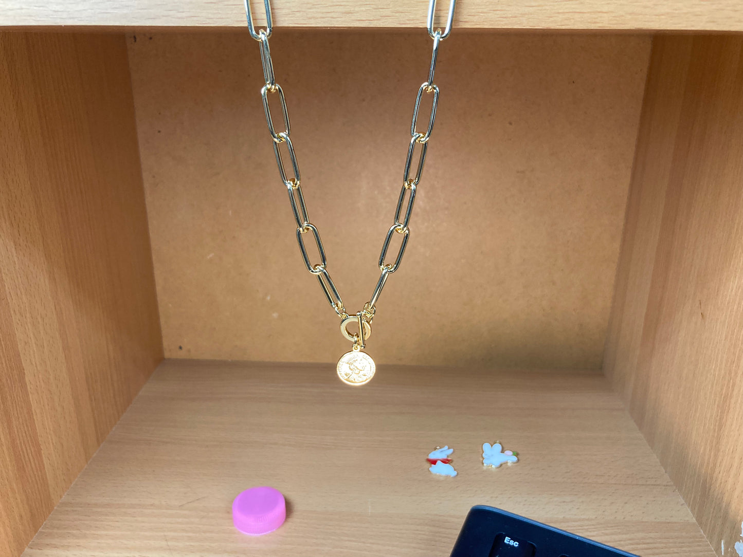 Bold Paperclip Toggle Coin Necklace