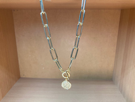 Bold Paperclip Toggle Coin Necklace