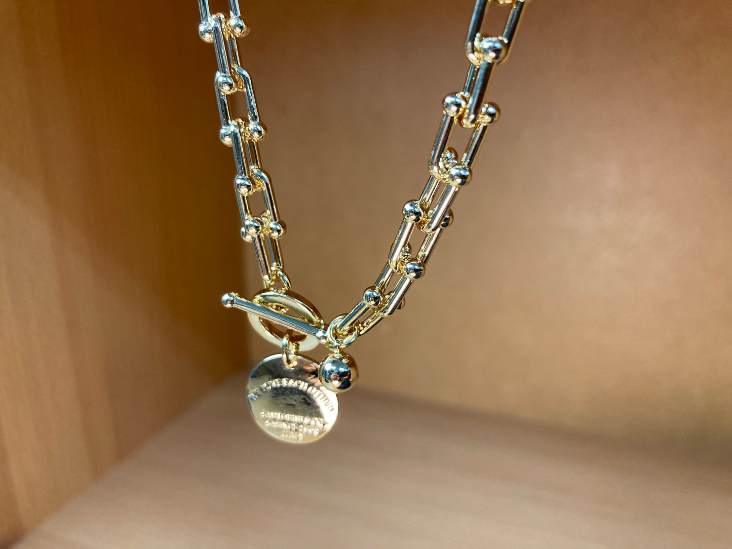 Bold Paperclip Toggle Coin Necklace & Bracelet Set