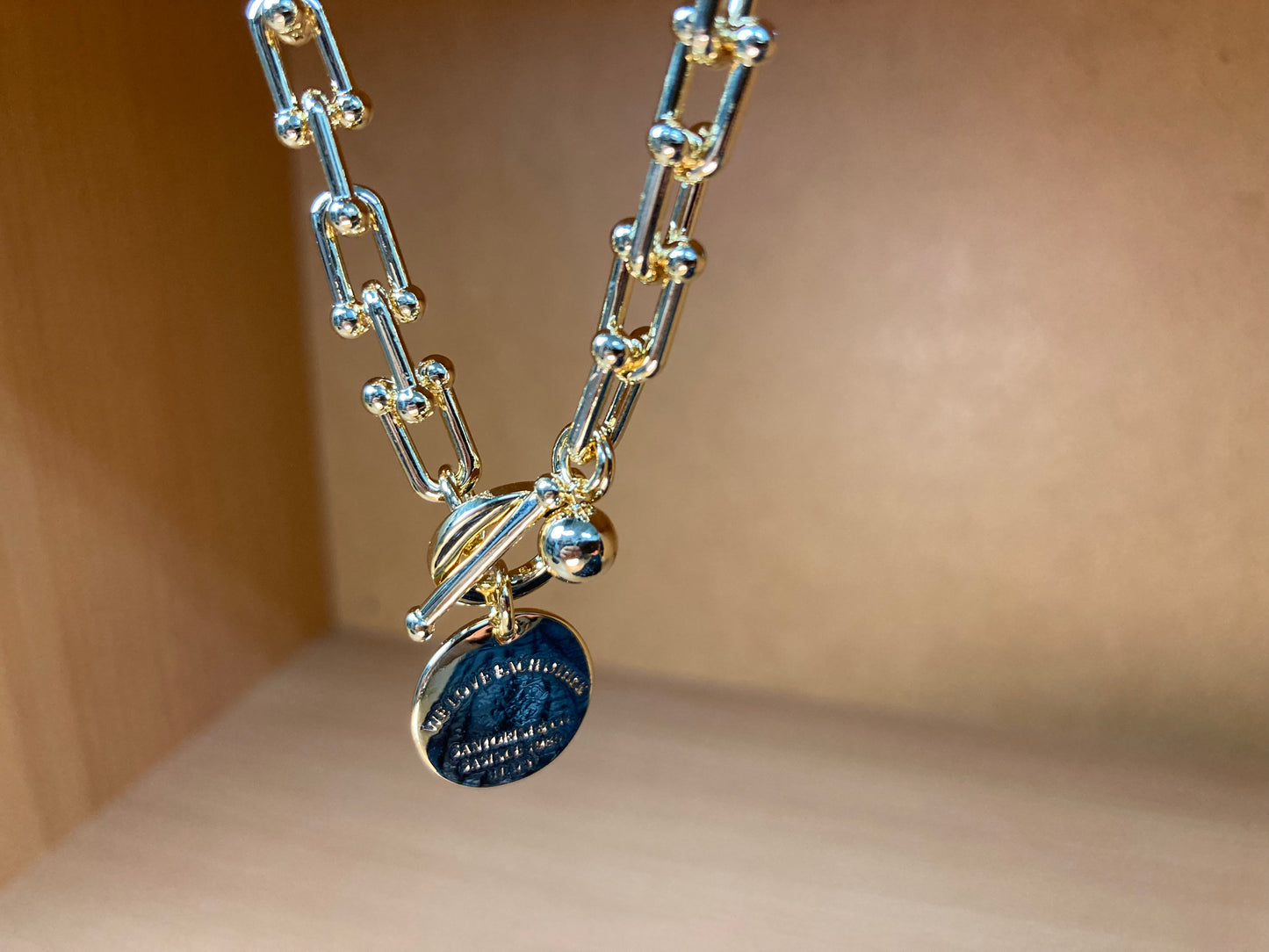 Bold Paperclip Toggle Coin Necklace & Bracelet Set
