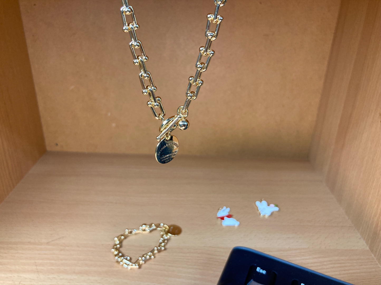 Bold Paperclip Toggle Coin Necklace & Bracelet Set