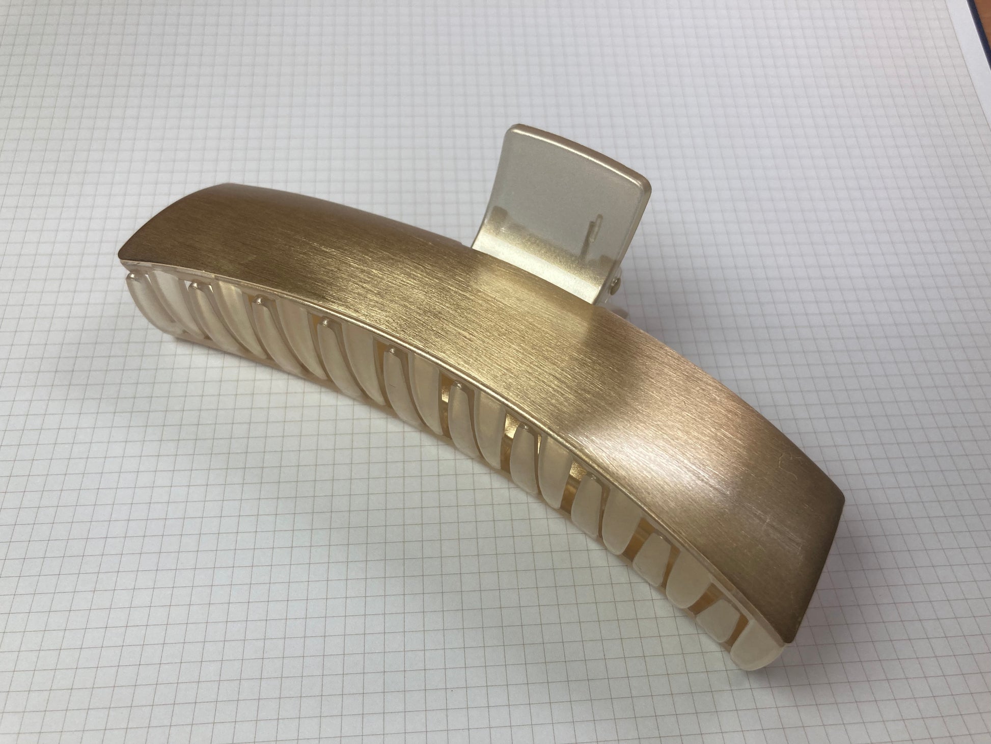 Tiny Treasures Seoul - Brushed Gold Long Bar Hair Claw Front View 2