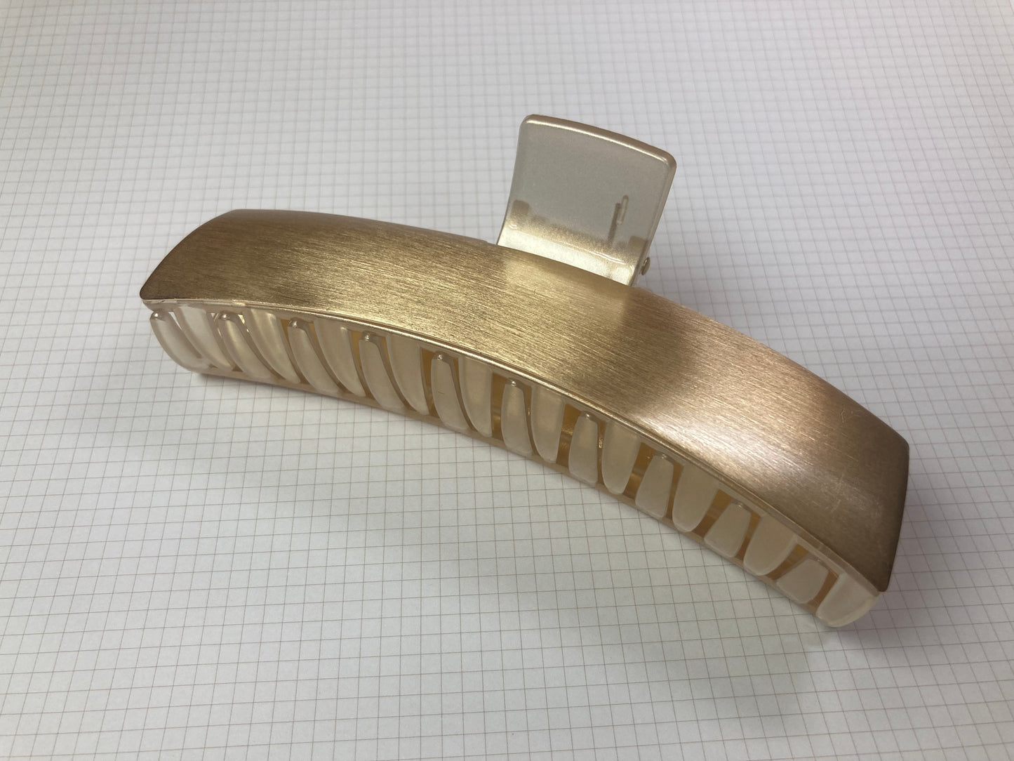 Tiny Treasures Seoul - Brushed Gold Long Bar Hair Claw Front View 5
