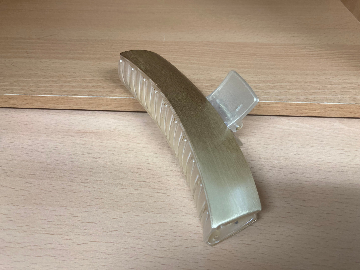 Tiny Treasures Seoul - Brushed Gold Long Bar Hair Claw Side View