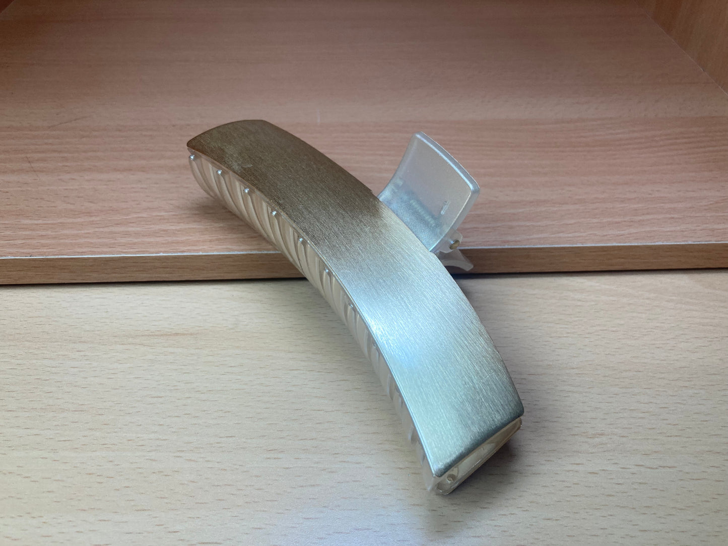 Tiny Treasures Seoul - Brushed Gold Long Bar Hair Claw Side View 2