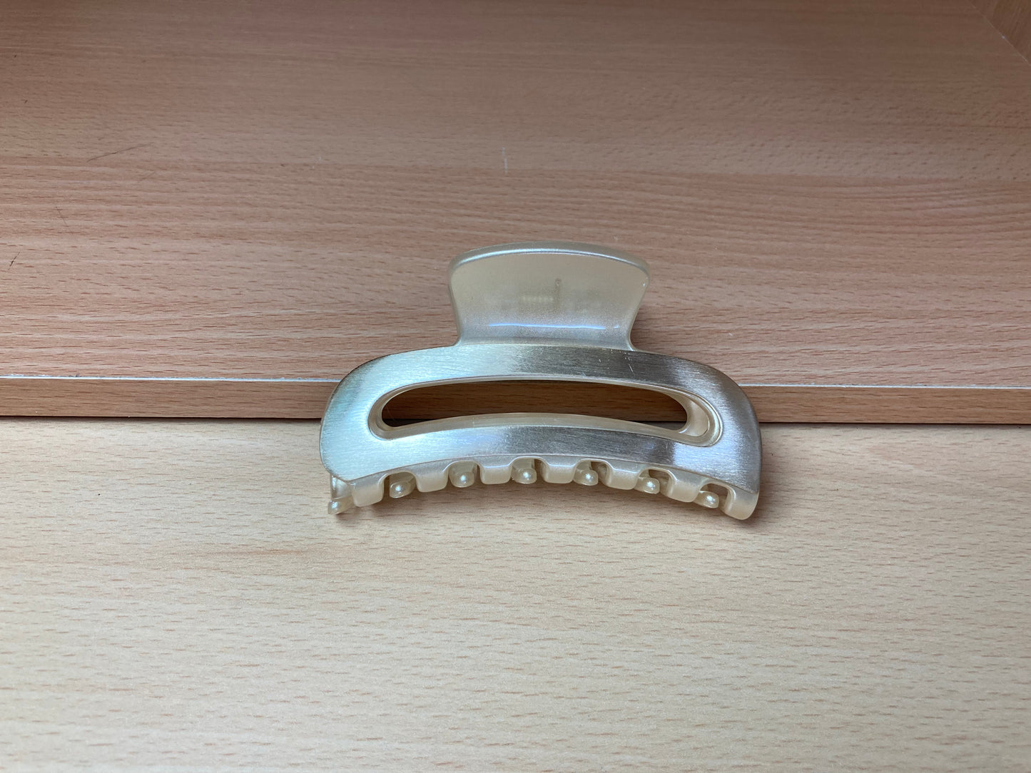 Tiny Treasures Seoul - Brushed Gold Open Arc Hair Claw Front View 2