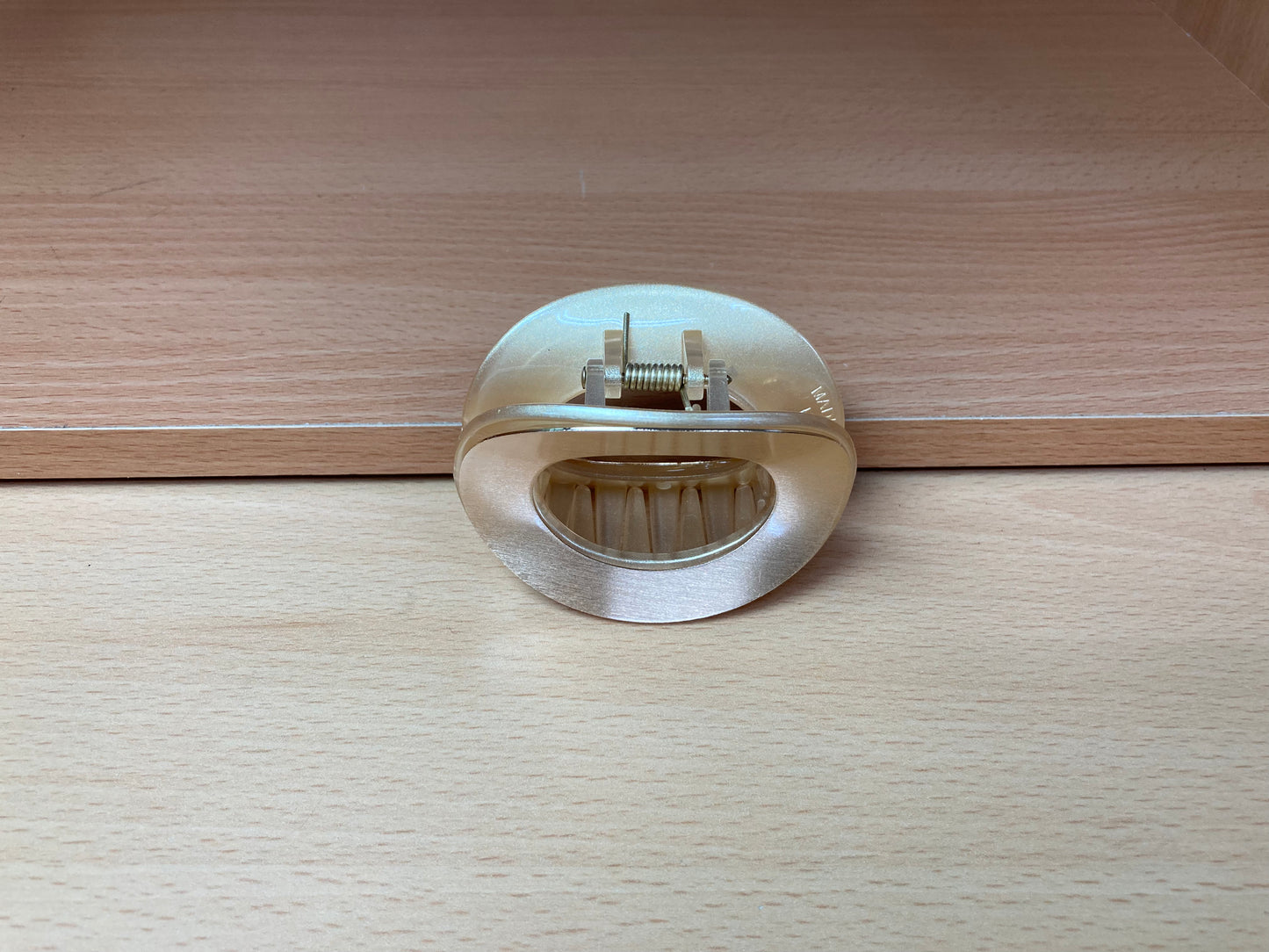 Tiny Treasures Seoul - Brushed Gold Open Oval Mini Hair Claw Front View