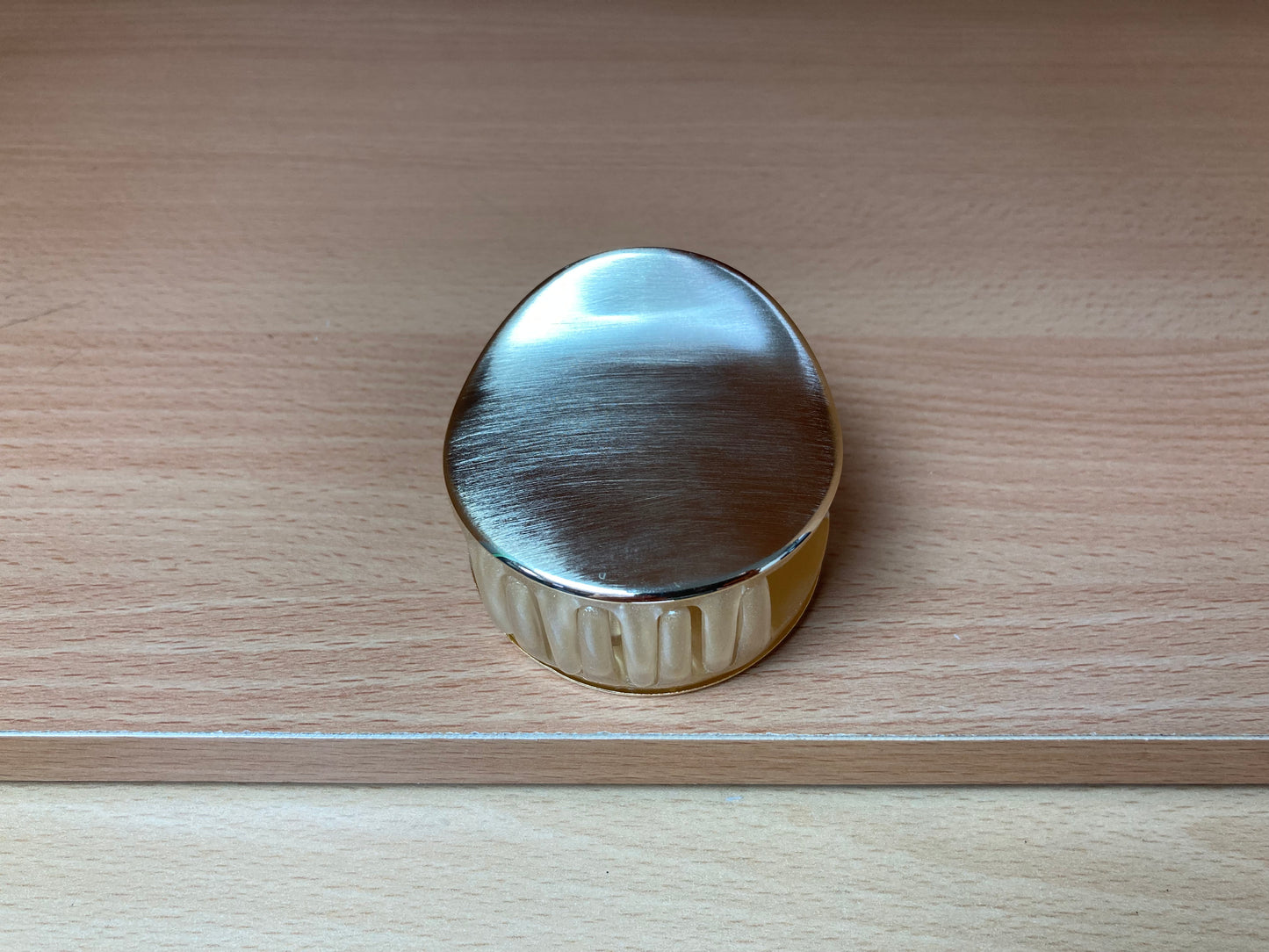 Tiny Treasures Seoul - Brushed Gold Pebble Mini Hair Claw Front View 2