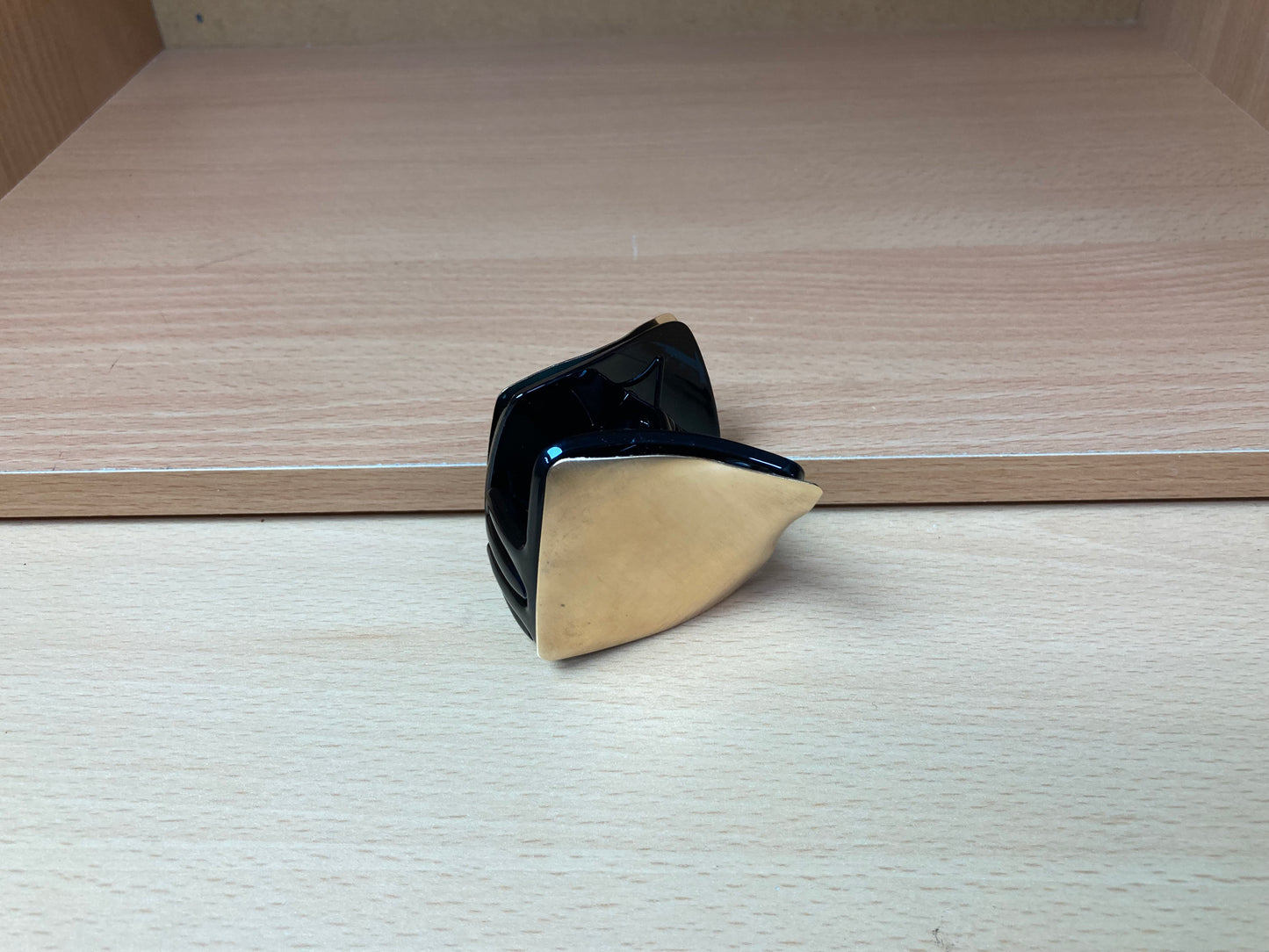 Tiny Treasures Seoul - Brushed Gold & Black Geometric Mini Hair Claw Top View
